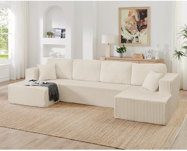 Main image of Shape Modular Sectional Sofa, Compressed Sectional Sofa Corduroy Couch Sleeper for Living Compressed Couch Space