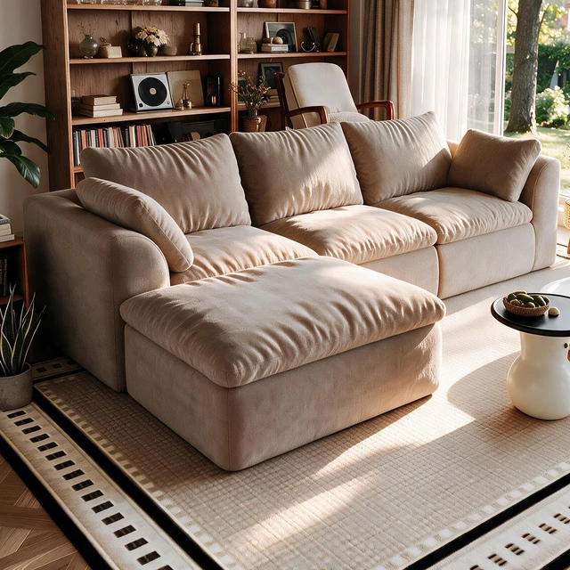 Alt view image 2 of 7 - 96.5 Inch l Shaped 4 Seat Modular Sectional Sofa with Single Chaise, Deep Seat Corner Couch Vacuum Compressed Tool