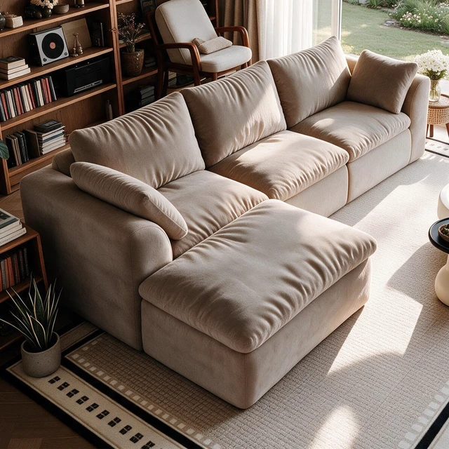 Alt view image 3 of 7 - 96.5 Inch l Shaped 4 Seat Modular Sectional Sofa with Single Chaise, Deep Seat Corner Couch Vacuum Compressed Tool