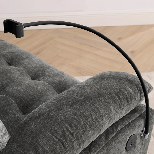 Alt view image 6 of 7 - Leisure Sofa Chair, Double Sofa Recliner with Manually Adjustable Backrest Soft Padded Armrests Side USB Charging Port
