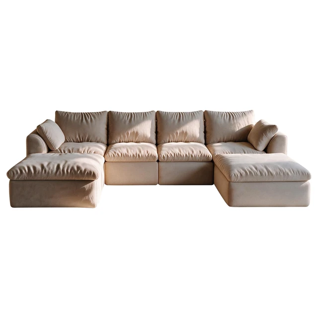 Alt view image 6 of 7 - 122.1 Inch l Shaped 6 Seat Modular Sectional Sofa with Double Chaise, Deep Seat Corner Couch Vacuum Compressed Tool
