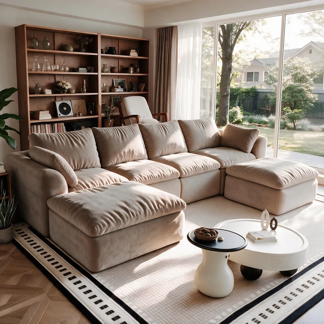 Alt view image 3 of 7 - 122.1 Inch l Shaped 6 Seat Modular Sectional Sofa with Double Chaise, Deep Seat Corner Couch Vacuum Compressed Tool