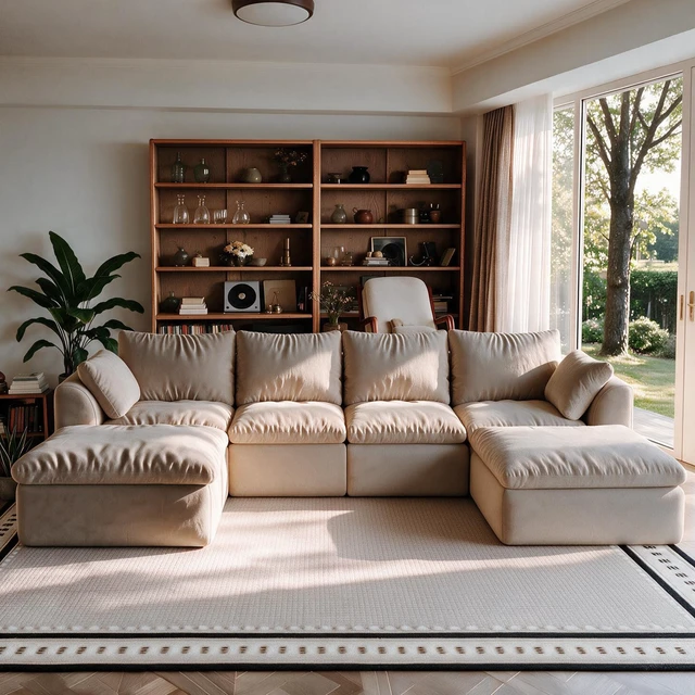Alt view image 2 of 7 - 122.1 Inch l Shaped 6 Seat Modular Sectional Sofa with Double Chaise, Deep Seat Corner Couch Vacuum Compressed Tool