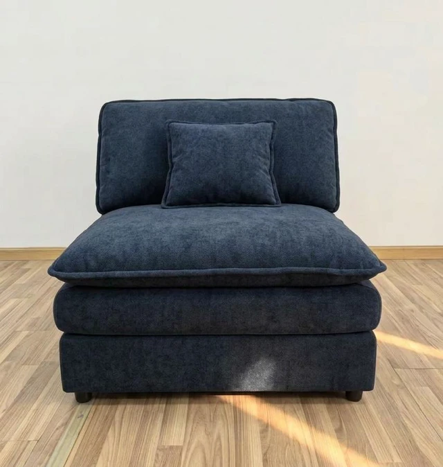 Main image of 35.04 Inch Chenille Chair, Arm Modular Reading Chair for Living Deep Seat DIY Sectional Sofa Chenille, Blue