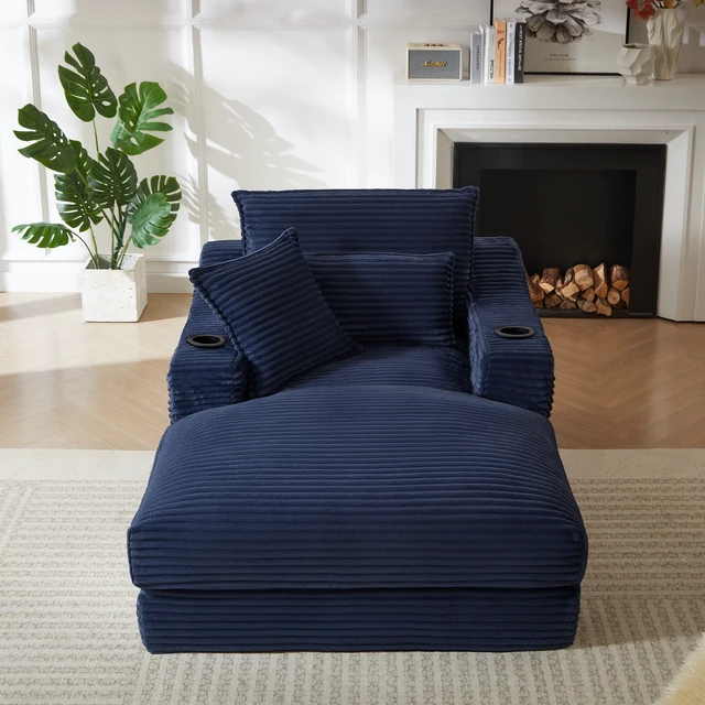 Alt view image 3 of 7 - 47.24 Inch Cushioned Compression Sofa with Unique Cushion Design, Lounge Chair for Living, Blue, Foam and Spring