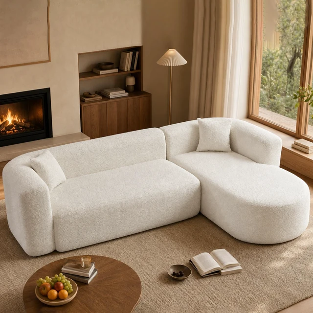 Main image of 109.4 Inch Sectional Couch with L-Shaped Chaise, Modular Sectional Sofa, White, Fabric