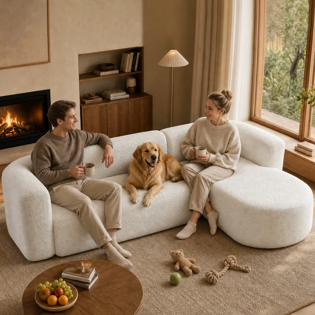 Alt view image 5 of 7 - 109.4 Inch Sectional Couch with L-Shaped Chaise, Modular Sectional Sofa, White, Fabric