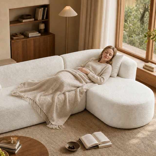 Alt view image 6 of 7 - 109.4 Inch Sectional Couch with L-Shaped Chaise, Modular Sectional Sofa, White, Fabric