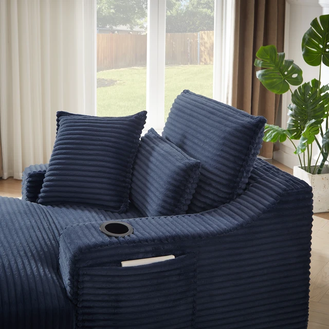 Alt view image 7 of 7 - 47.24 Inch Cushioned Compression Sofa with Unique Cushion Design, Lounge Chair for Living, Blue, Foam and Spring