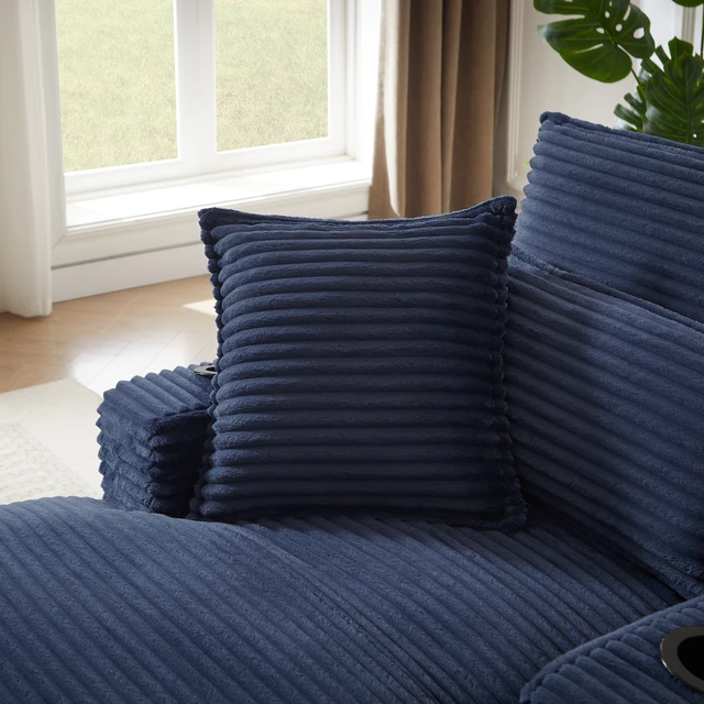 Alt view image 6 of 7 - 47.24 Inch Cushioned Compression Sofa with Unique Cushion Design, Lounge Chair for Living, Blue, Foam and Spring