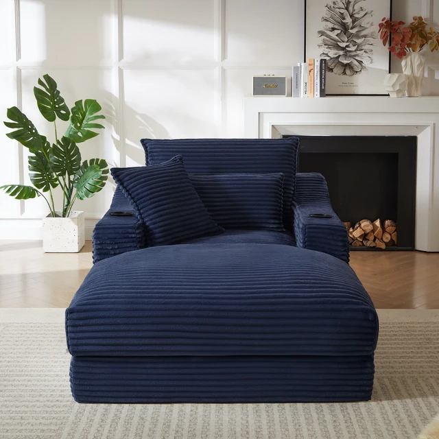 Alt view image 4 of 7 - 47.24 Inch Cushioned Compression Sofa with Unique Cushion Design, Lounge Chair for Living, Blue, Foam and Spring