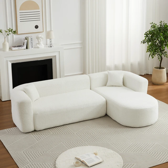 Alt view image 6 of 7 - Video 109.4 Inch Modular Sectional Sofa Curved Back Sofa, Chenille Fabric Two Throw Pillows l Shape Cloud Couch