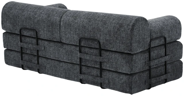 Alt view image 5 of 7 - Convertible Sleeper Sofa Bed, Two Tone Blended Fabric Folding Mattress Couch with Fixed Shape Frame Floor Sofa Lounge