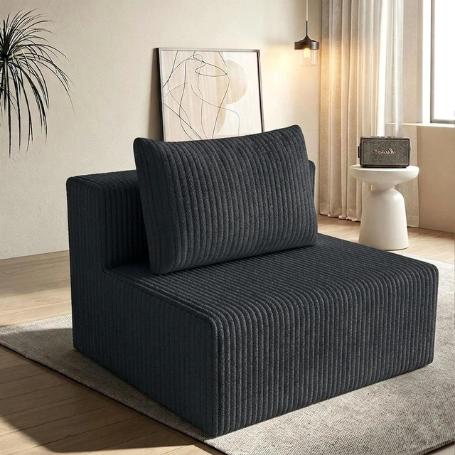 Main image of 107modular Sectional Sleeper Sofa, Corduroy Cloud Couch for Living Assembly Required, Black, Foam