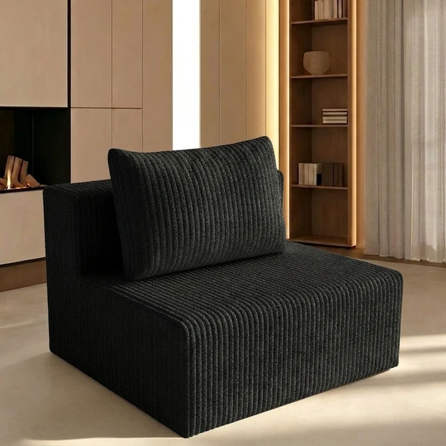 Alt view image 2 of 5 - 107modular Sectional Sleeper Sofa, Corduroy Cloud Couch for Living Assembly Required, Black, Foam