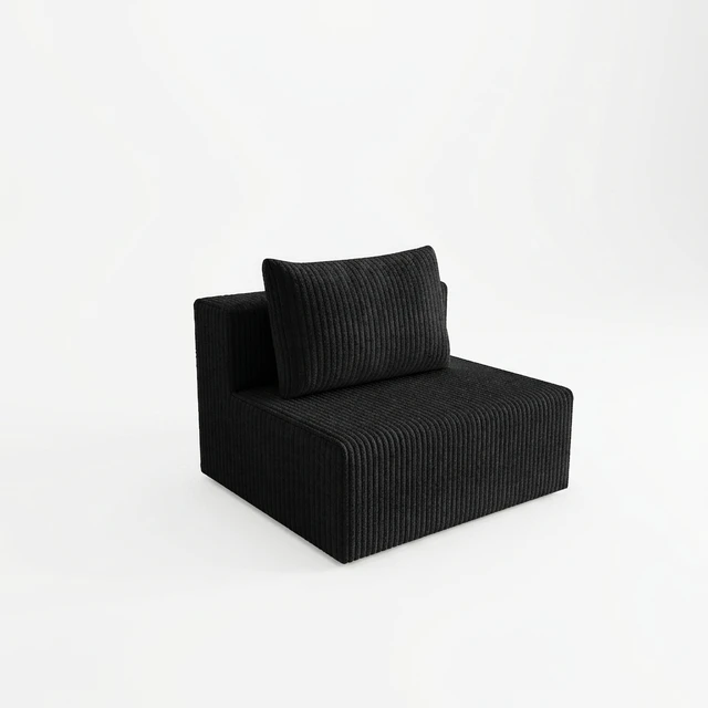 Alt view image 4 of 5 - 107modular Sectional Sleeper Sofa, Corduroy Cloud Couch for Living Assembly Required, Black, Foam