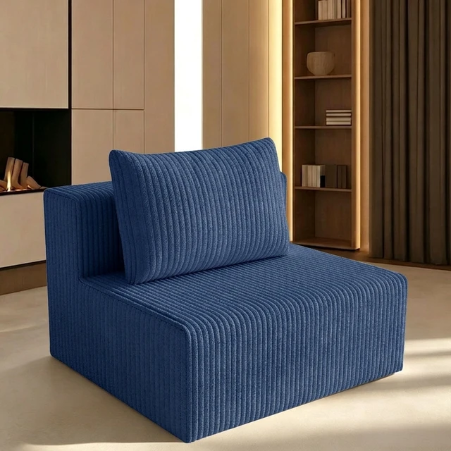 Alt view image 4 of 5 - Modular Sectional Sleeper Sofa, Corduroy Cloud Couch for Living Assembly Required, Antique Blue, Foam