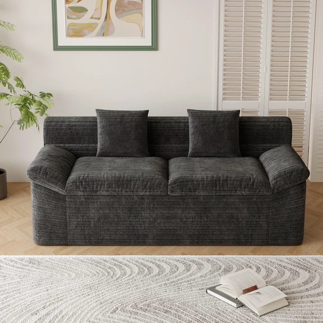 Main image of Inch3setaser Sofa, Chenille Deep Seat Couches Loveseat Sofa Assembly 1 pcs for Living Conference, Antique Black, Foam