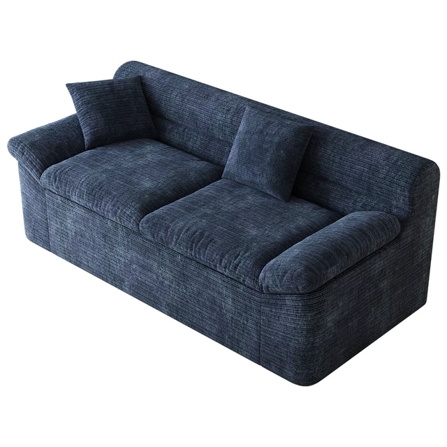 Alt view image 4 of 5 - Inch3setaser Sofa, Chenille Deep Seat Couches Loveseat Sofa Assembly 1 pcs for Living Conference, Aged Blue, Foam