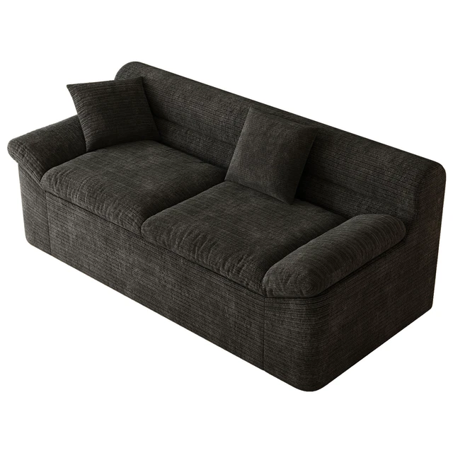 Alt view image 4 of 5 - Inch3setaser Sofa, Chenille Deep Seat Couches Loveseat Sofa Assembly 1 pcs for Living Conference, Antique Black, Foam