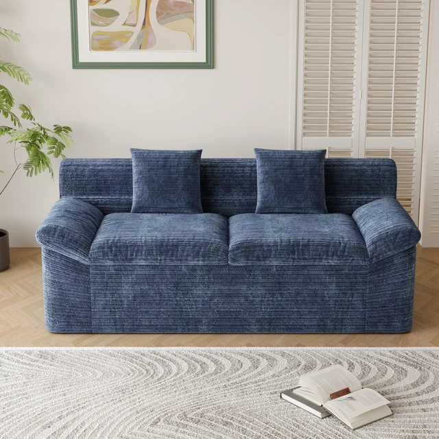 Main image of Inch3setaser Sofa, Chenille Deep Seat Couches Loveseat Sofa Assembly 1 pcs for Living Conference, Aged Blue, Foam