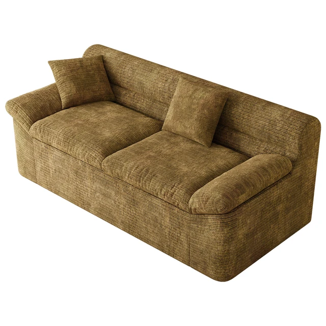 Alt view image 4 of 5 - Inch3setaser Sofa, Chenille Deep Seat Couches Loveseat Sofa Assembly 1 pcs for Living Conference, Mustard Yellow, Foam