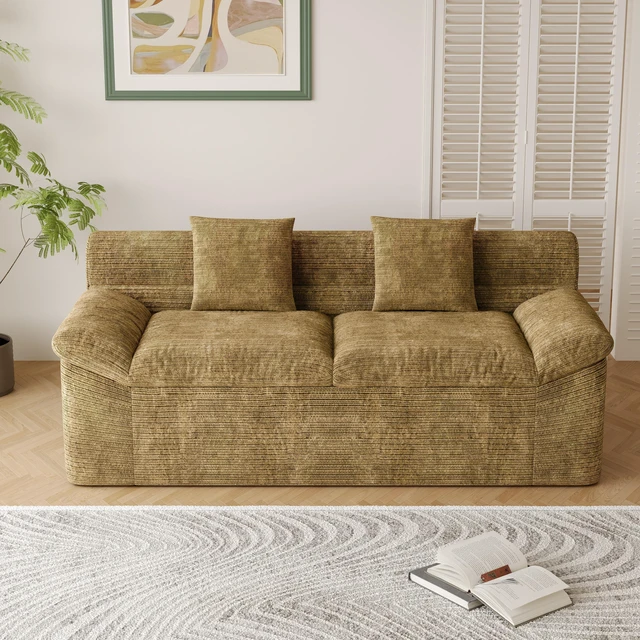 Main image of Inch3setaser Sofa, Chenille Deep Seat Couches Loveseat Sofa Assembly 1 pcs for Living Conference, Mustard Yellow, Foam