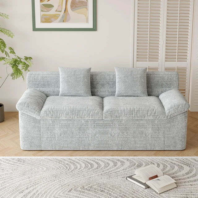 Main image of Inch3setaser Sofa, Chenille Deep Seat Couches Loveseat Sofa Assembly 1 pcs for Living Conference, Light Grey, Foam