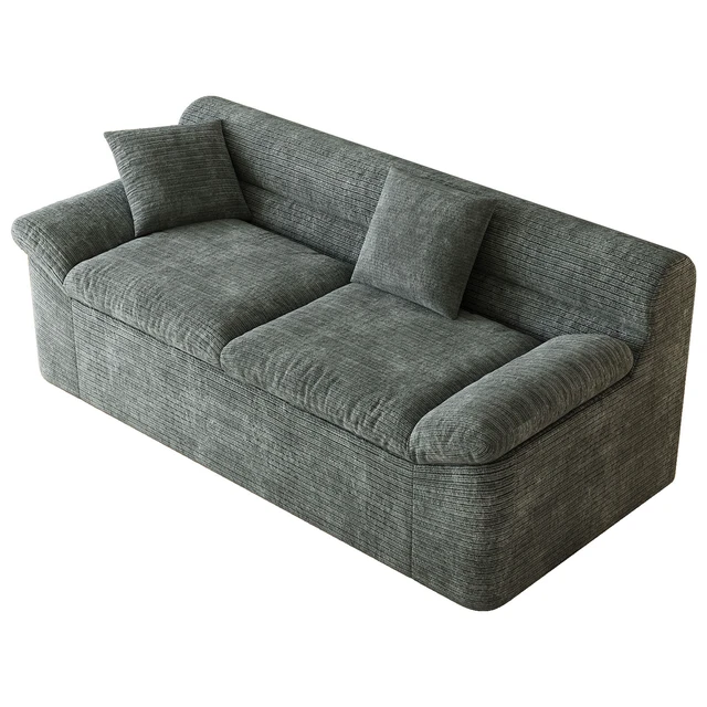 Alt view image 4 of 5 - Inch3setaser Sofa, Chenille Deep Seat Couches Loveseat Sofa Assembly 1 pcs for Living Conference, Dark Grey, Foam