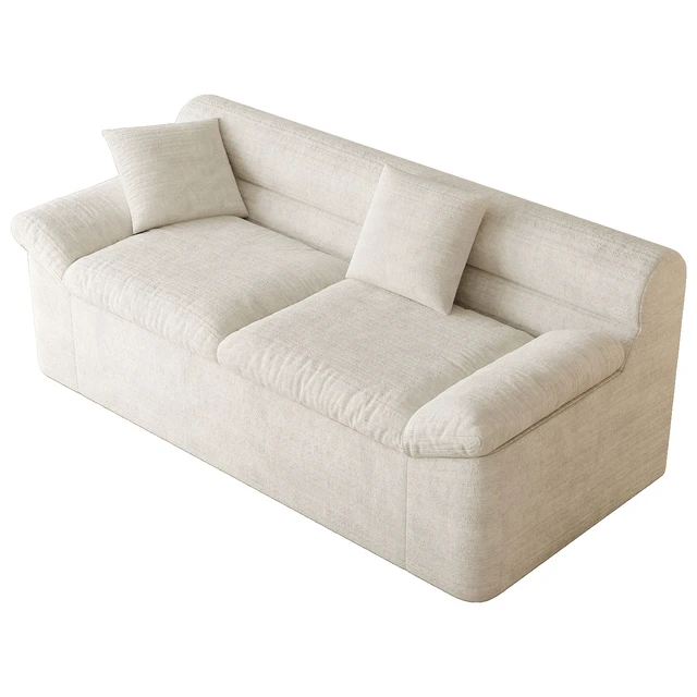 Alt view image 2 of 5 - Inch3setaser Sofa, Chenille Deep Seat Couches Loveseat Sofa Assembly 1 pcs for Living Conference, Cream White, Foam