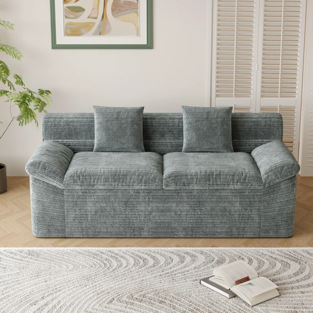 Main image of Inch3setaser Sofa, Chenille Deep Seat Couches Loveseat Sofa Assembly 1 pcs for Living Conference, Dark Grey, Foam