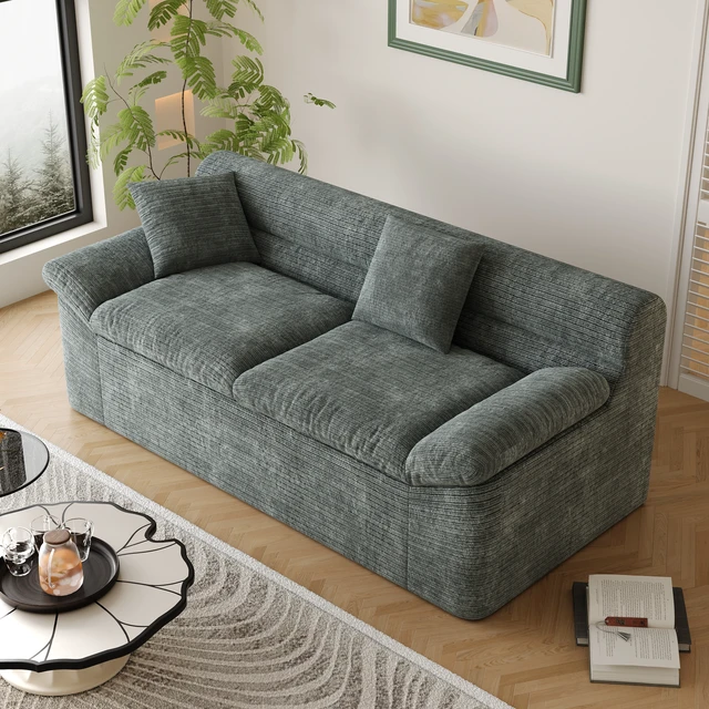 Alt view image 5 of 5 - Inch3setaser Sofa, Chenille Deep Seat Couches Loveseat Sofa Assembly 1 pcs for Living Conference, Dark Grey, Foam