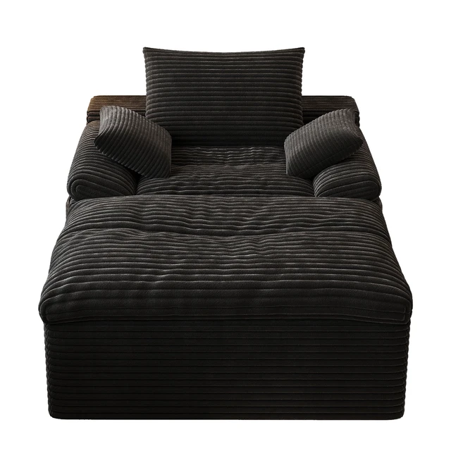 Alt view image 4 of 5 - Single Seat Sofa, Corduroy Fabric Deep Seat Couches Assembly 1 pcs, Antique Black, Foam