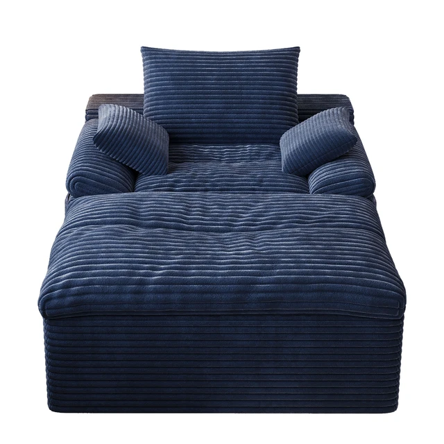 Alt view image 5 of 5 - Single Seat Sofa, Corduroy Fabric Deep Seat Couches Assembly 1 pcs, Aged Blue, Foam