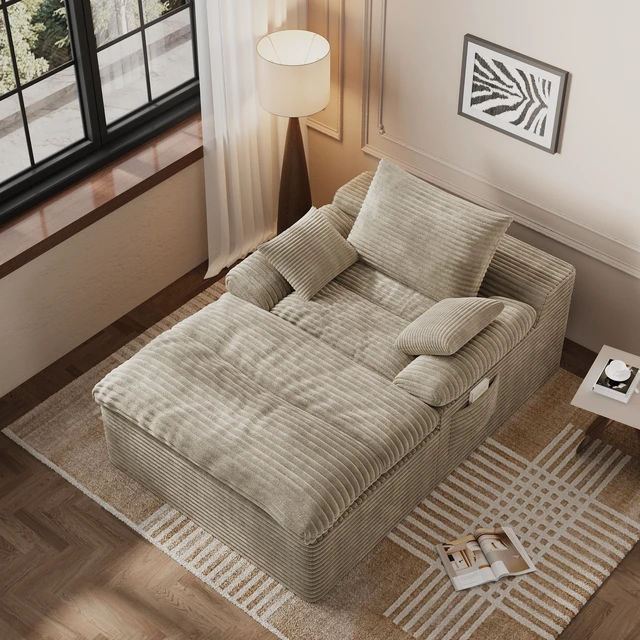 Alt view image 2 of 5 - Single Seat Sofa, Corduroy Fabric Deep Seat Couches Assembly 1 pcs, Camel, Foam