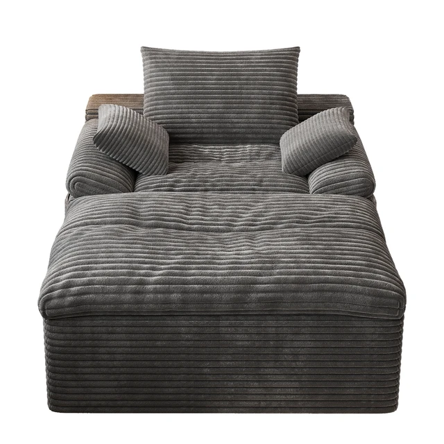 Alt view image 5 of 5 - Single Seat Sofa, Corduroy Fabric Deep Seat Couches Assembly 1 pcs, Dark Grey, Foam
