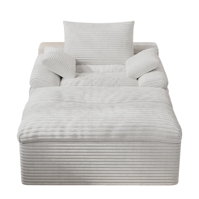 Alt view image 3 of 5 - Single Seat Sofa, Corduroy Fabric Deep Seat Couches Assembly 1 pcs, Cream White, Foam