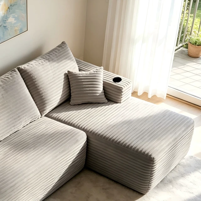 Alt view image 2 of 4 - Coffee-Chaise, Fabric, Foam and Spring, Sofas