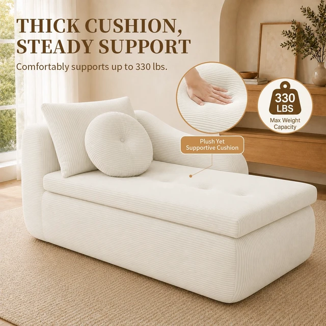 Alt view image 6 of 7 - 66 Inch Left Facing Chaise Lounge with Double Cushioned Seat, Tufted Button Design Two Back Cushions for Study Living