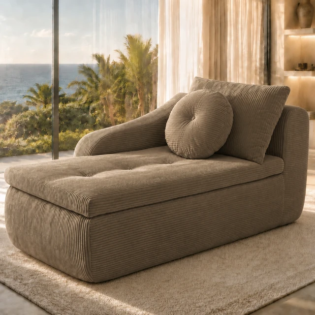 Alt view image 3 of 7 - 66 Inch Left Facing Chaise Lounge with Double Cushioned Seat, Tufted Button Design Two Back Cushions for Study Living