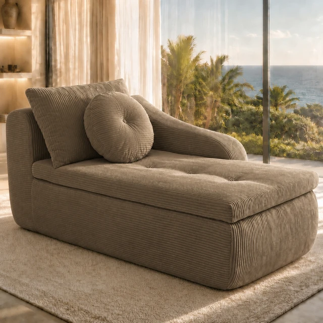 Alt view image 3 of 7 - 66 Inch Right Facing Chaise Lounge with Double Cushioned Seat, Tufted Button Design Two Back Cushions for Study Living