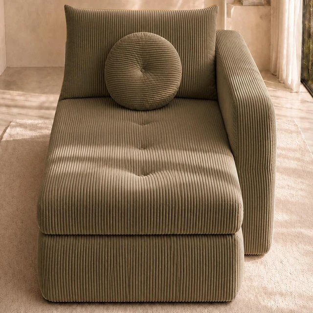 Alt view image 2 of 7 - 66 Inch Right Facing Chaise Lounge with Double Cushioned Seat, Tufted Button Design Two Back Cushions for Study Living