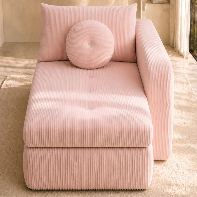 Alt view image 2 of 7 - 66 Inch Right Facing Chaise Lounge with Double Cushioned Seat, Tufted Button Design Two Back Cushions for Study Living