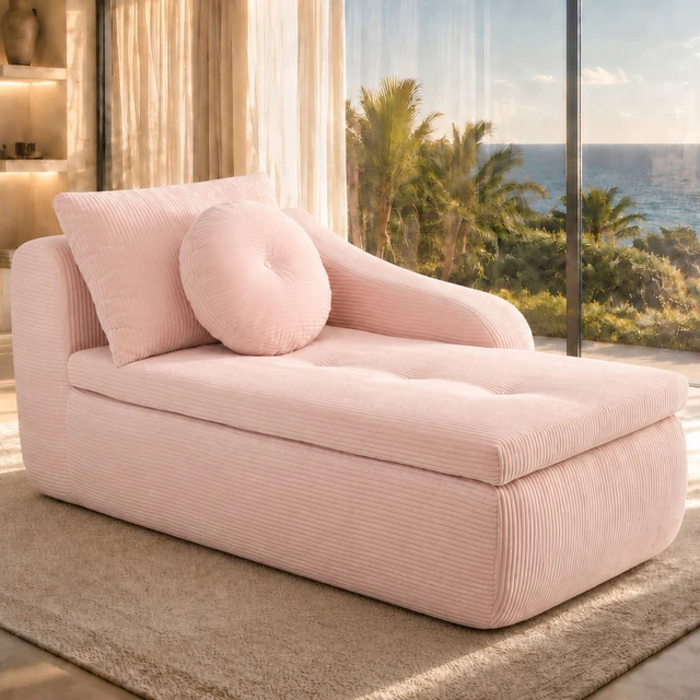 Alt view image 3 of 7 - 66 Inch Right Facing Chaise Lounge with Double Cushioned Seat, Tufted Button Design Two Back Cushions for Study Living
