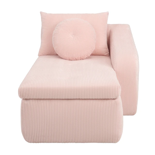 Alt view image 6 of 7 - 66 Inch Right Facing Chaise Lounge with Double Cushioned Seat, Tufted Button Design Two Back Cushions for Study Living