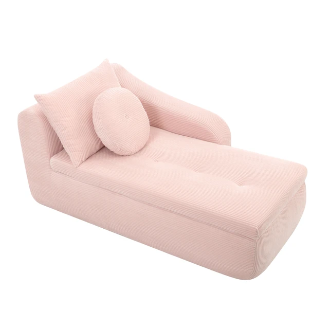 Alt view image 7 of 7 - 66 Inch Right Facing Chaise Lounge with Double Cushioned Seat, Tufted Button Design Two Back Cushions for Study Living