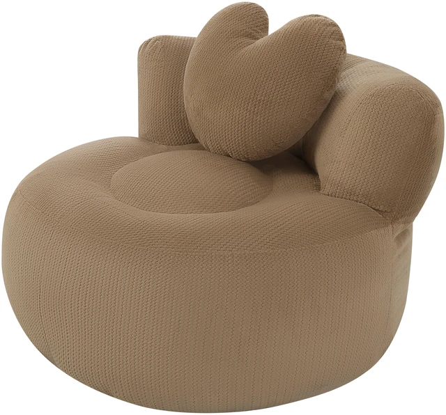 Alt view image 6 of 7 - Round Chaise Lounge Chair, Corduroy Floor Sofa Deep Seat Compressed Circle Barrel Chair Assembly Sleeper Cloud Sofa