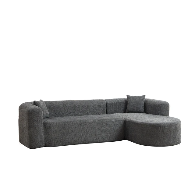 Alt view image 6 of 6 - Video 109.4 Inch Modular Sectional Sofa Curved Back Sofa, Chenille Fabric Two Throw Pillows l Shape Cloud Couch