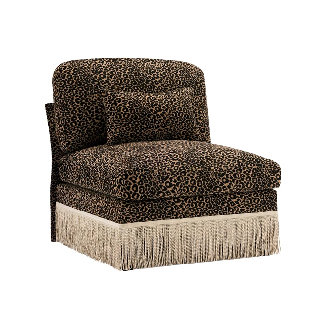 Alt view image 2 of 6 - Armless Sofa Leopard Chenille Pillow Brown, Black Brown