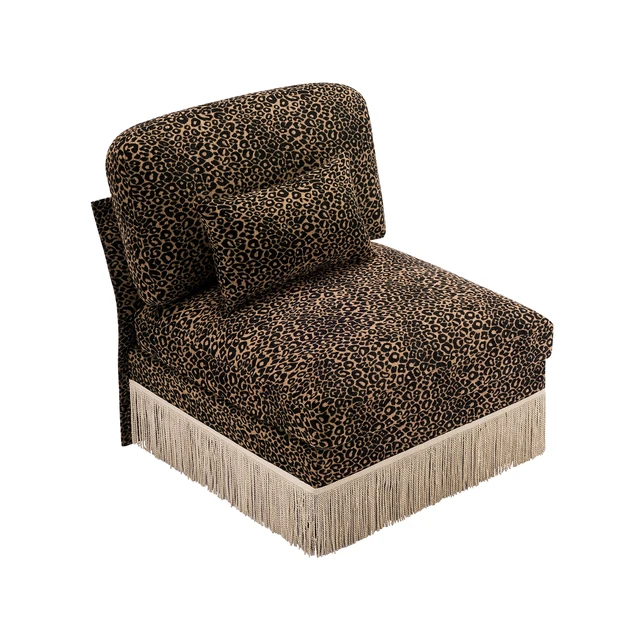 Alt view image 3 of 6 - Armless Sofa Leopard Chenille Pillow Brown, Black Brown